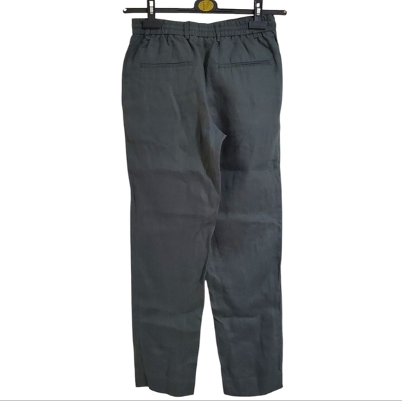 Zara Womens Linen Blend Pants Relaxed Fit Drawstring Waist Olive Green Size S - Picture 2 of 9